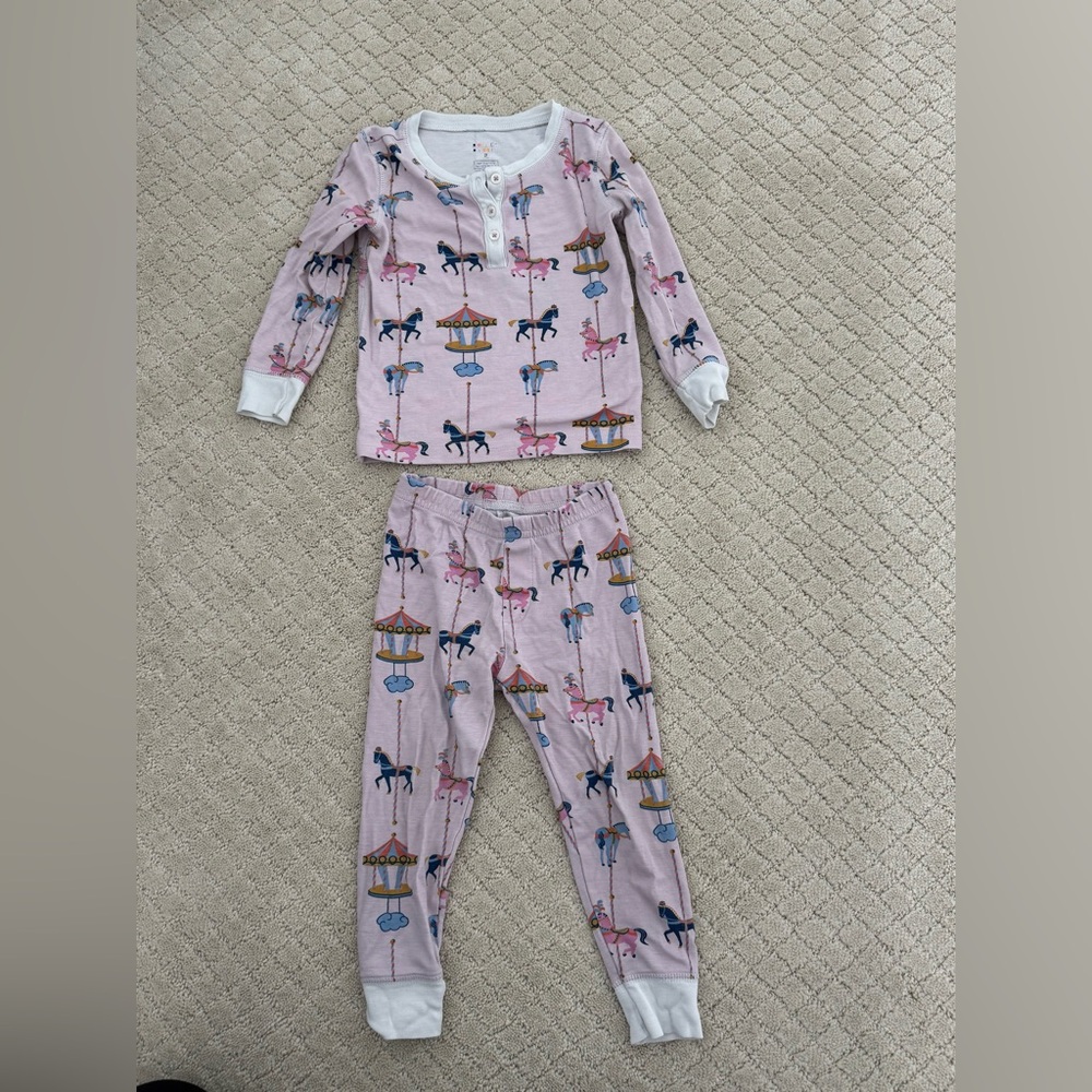 Roller Rabbit Carousel Print Pajama Set for Toddler Girl Pima Cotton